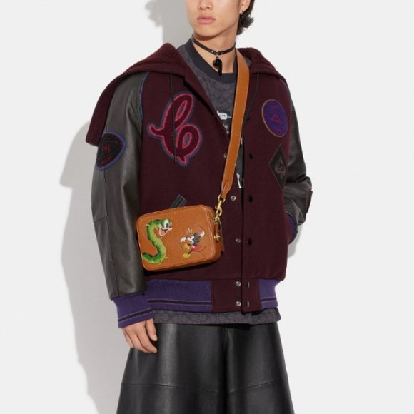 NWT Disney X Coach Flight Bag 19 Mickey Mouse Garden Caterpillar Purse Leather - Picture 3 of 9